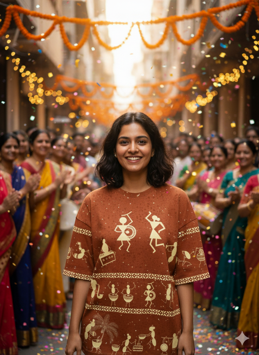 The Dhun: A Warli Artwear Masterpiece (Unisex Oversized, Comfortable Streetwear)