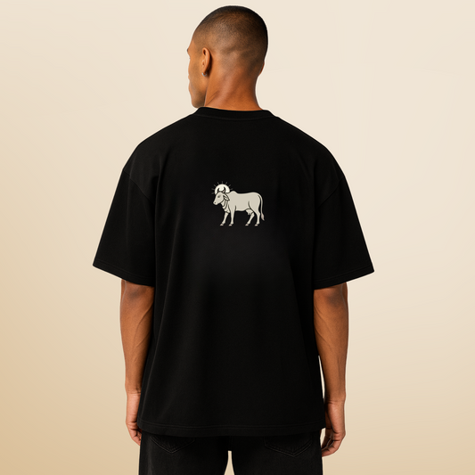 Lovely cow: गोमय वसते लक्ष्मी Classic Tee (Unisex Oversized, 100% Pure Cotton)