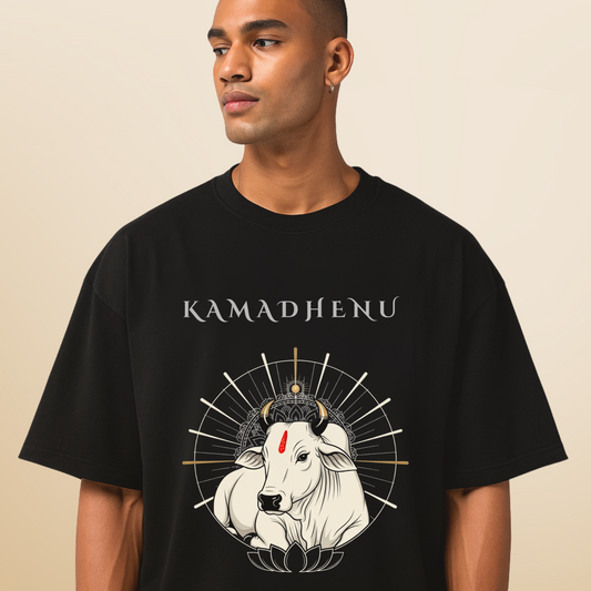 Lovely cow: गोमय वसते लक्ष्मी Classic Tee (Unisex Oversized, 100% Pure Cotton)